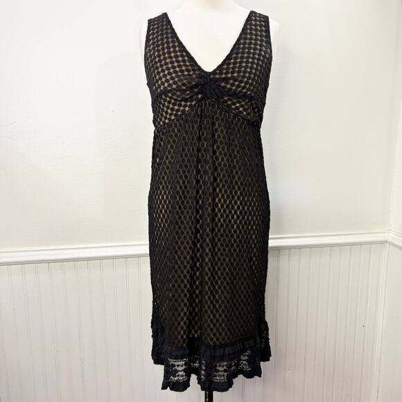 Max Studio Size S Babydoll Dress Y2K Sheer Mesh Black Polka Dot Whimsigoth - Picture 1 of 14